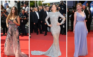 Izia Higelin en Elie Saab, Doutzen Kroes en Balmain, Kirsten Dunst en Schiaparelli.