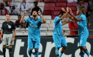Le Brésilien Hulk, du Zenith Saint-Petersbourg, le 16 septembre 2014, contre le Benfica Lisbonne.