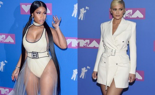 La rappeuse Nicki Minaj et la femme d'affaires Kylie Jenner aux MTV Video Music Awards à New York.
