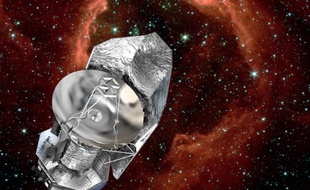 Vision d'artiste du téléscope Herschel, lancé dans l'espace le 14 mai 2009.