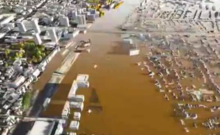 Des vidéos de simulation en 3D d'une crue centennale de la Seine et de la Marne ont été produites dans le cadre de l'opération EU Sequana 2016.