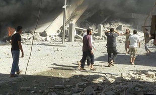 La ville de Tabiseh, dans le nord-ouest de la Syrie, après un raid aérien, le 30 septembre 2015.