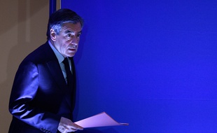 Paris, le 6 Février 2017. François Fillon lors d'une allocution à son quartier général.