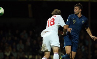 Olivier Giroud contre la Biélorussie le 10 septembre 2013.