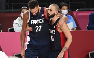 Rudy Gobert et Evan Fournier, le 7 août 2021 à Tokyo.