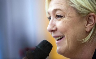La présidente du Front national Marine Le Pen le 23 janvier 2015 à Seloncourt, dans le Doubs