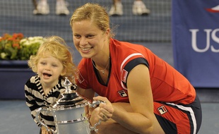 Kim Clijsters et sa fille Jada après sa victoire à l'US Open 2009.