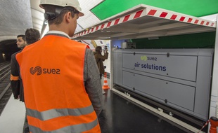 Inauguration du dispositif de mesure de qualite de l'air dans le metro parisien, le 7 juin 2019 à Paris.