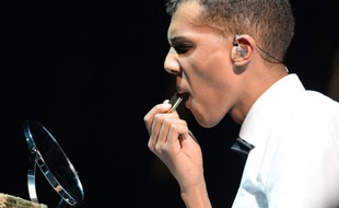 Stromae sur scène, lors des Transmusicales de Rennes, le 6 décembre 2013.