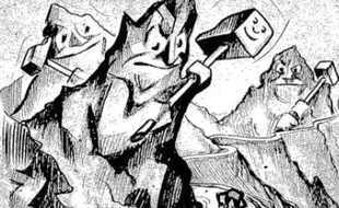La Montagne ou l'incarnation de l'homme au marteau dessinée par Pellos