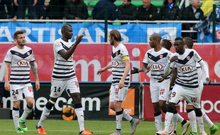 La joie des Girondins de Bordeaux à Troyes, samedi.