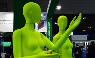 Des mannequins robots produits par la compagnie japonaise Muscle Corporation, le 2 décembre 2015 à Tokyo
