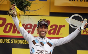 Le Français Christophe Riblon, vainqueur au sommet de l'Alpe d'Huez le 18 juillet 2013.