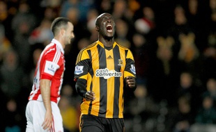 Yannick Sagbo lors du match entre Hull City et Stocke City le 14 décembre 2013.