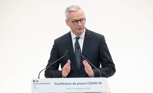 Le ministre de l'Economie Bruno Le Maire, lors de la conférence de presse sur le coronavirus à Paris le 15 octobre 2020.