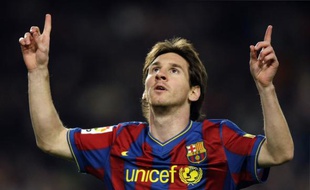Le footballeur argentin du FC Barcelone Lionel Messi, lors d'un match de Coupe du Roi, le 10 novembre 2009.