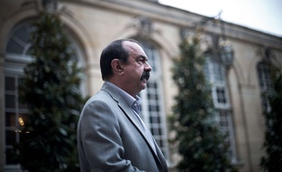 Le Premier ministre et la Ministre du Travail ont commence leur serie d'entretien avec les partenaires sociaux. Ils ont recu Philippe MARTINEZ (Secretaire general de la CGT), le 24 Juillet 2017, a l'Hotel de Matignon, Paris, France.