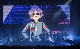 Le groupe Gorillaz en concert à Manchester en 2017