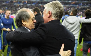 Noël Le Graet, le président de la FF, avec Didier Deschamps, le 19 novembre 2013? au Stade de France.