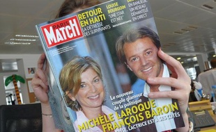Michèle Laroque et François Baroin en une de Paris Match, le 1e avril 2010
