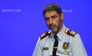 Le chef de la police de Catalogne, Josep Lluis Trapero, lors d'une conférence de presse le 20 août 2017.