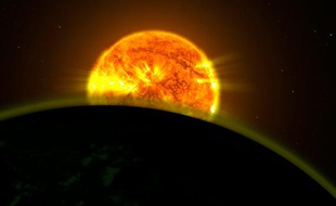 Vue d'artiste de l'exoplanète WASP-12b.