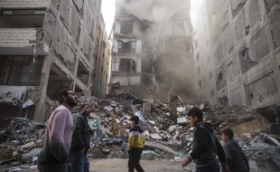 Un immeuble détruit par les frappes israéliennes à Gaza, le 13 novembre 2018.