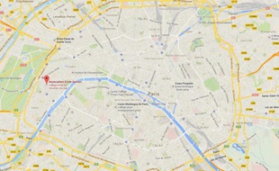 Capture d'écran d'une Google map situant le lycée Gerson, dans le 16e arrondissement de Paris.