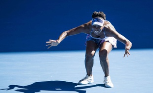 Venus Williams fête sa qualification en finale de l'Open d'Australie le 26 janvier 2017.