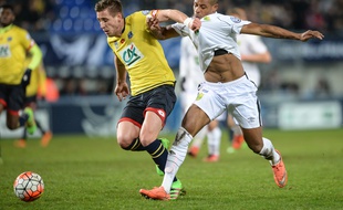 Sochaux, le 2 mars 2016. - Pierre Gibaud et Sochaux ont rhabillé le FC Nantes de Johan Audel en les éliminant en quart de finale de la Coupe de France (3-2 a.p.).