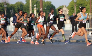 La Française Clémence Calvin lors du marathon de Paris 2019.