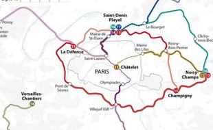 Lignes de RER du Nouveau Grand Paris.