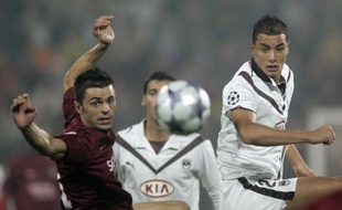 Marouane Chamakh dans tous les bons coups lors de la victoire de Bordeaux à Cluj en Ligue des champions, le 04 novembre 2008.