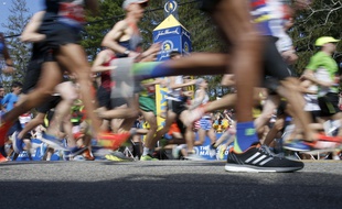 Au départ du marathon de Boston, le 17 avril 2017.