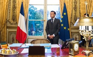 Emmanuel Macron dans son bureau à l'Elysée (illustration).