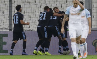 Lucas Ocampos peste après l'ouverture du score de la Lazio.
