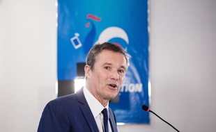 Nicolas Dupont-Aignan, le mercredi 9 janvier 2019, à son QG de campagne