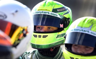 Le fils de Michael Schumacher, Mick (15 ans), lors d'une course de karting à Genk, en octobre 2014.