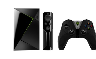 La nouvelle version de la Nvidia Shield TV, sa télécommande et sa manette pour 229 euros.