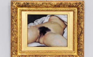 «L'Origine du Monde» de Gustave Courbet, lors d'une rétrospective à Montpellier, au Musée Fabre en septembre 2008