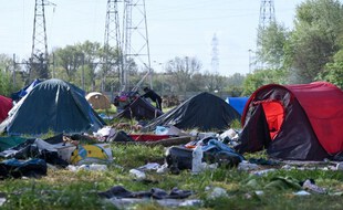 Un camp de migrants à Grande-Synthe en mai 2021