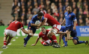 Brice Dulin lors de France-Canada en phase de poule de la Coupe du monde de rugby, le 1er octobre 2015 à Cardiff.