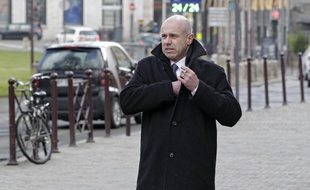 Lille, le 4 février 2015. Procs pour proxénétisme aggrave de l'affaire dite du Carlton de Lille devant le tribunal correctionnel. Ici David Roquet arrive au tribunal.