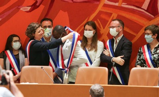 Lors de l'installation du nouveau conseil municipal. Strasbourg le 4 juillet 2020.