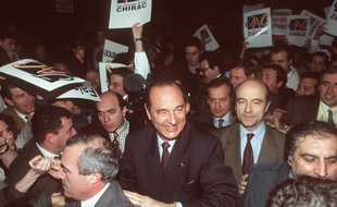 Alain Juppé aux côtés de Jacques Chirac pendant sa campagne de 1995.