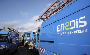 Des véhicules d'Enedis. Illustration.