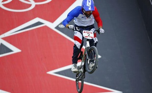 Joris Daudet lors des qualifications en BMX, le 8 août 2012 à Londres (Angleterre)