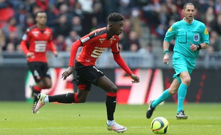 Le Rennais Ousmane Dembélé lors du derby SRFC-Guingamp, le dimanche 17 avril 2016.