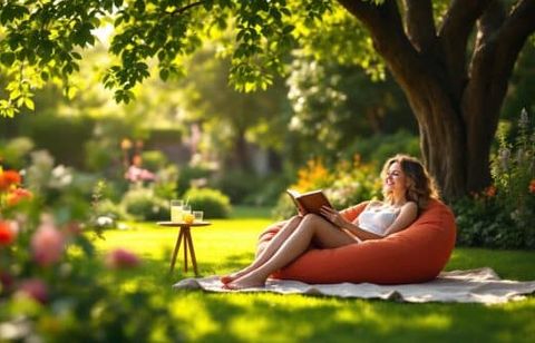 Envie d’un coin cosy au jardin ? Le pouf Diabolo Ocre Rouge est à -30 % chez Truffaut cette semaine