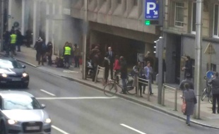 Une photo de la station de métro de Bruxelles où a eu lieu une autre explosion le 22 mars 2016 après celles de l'aéroport.